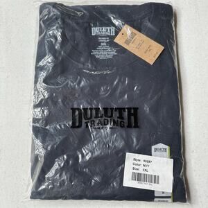 Duluth Trading Shirt Mens 3XL Relaxed Longtail Navy Blue Short Sleeve Pocket NEW